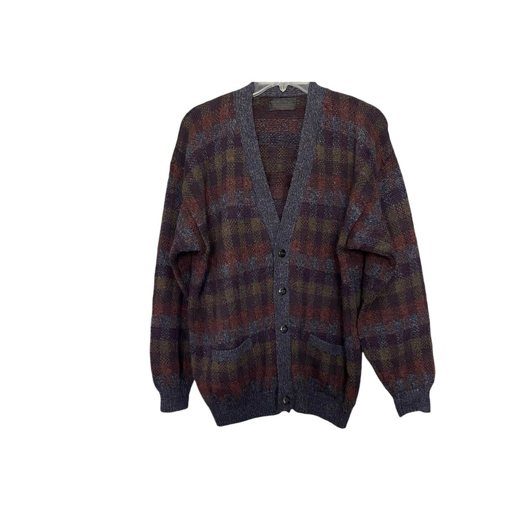 Plaid Knit Button-Front Cardigan Sweater - Multicolor